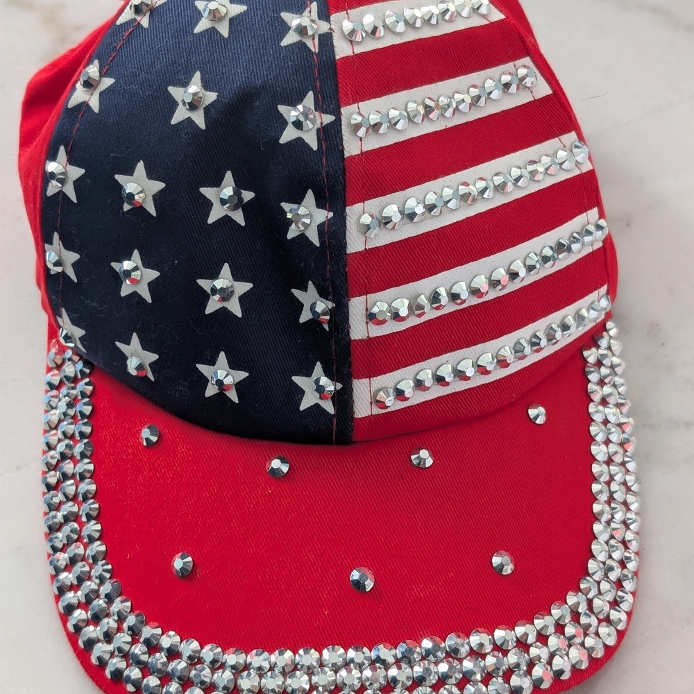 Patriotic Kids Cap with Rhinestones